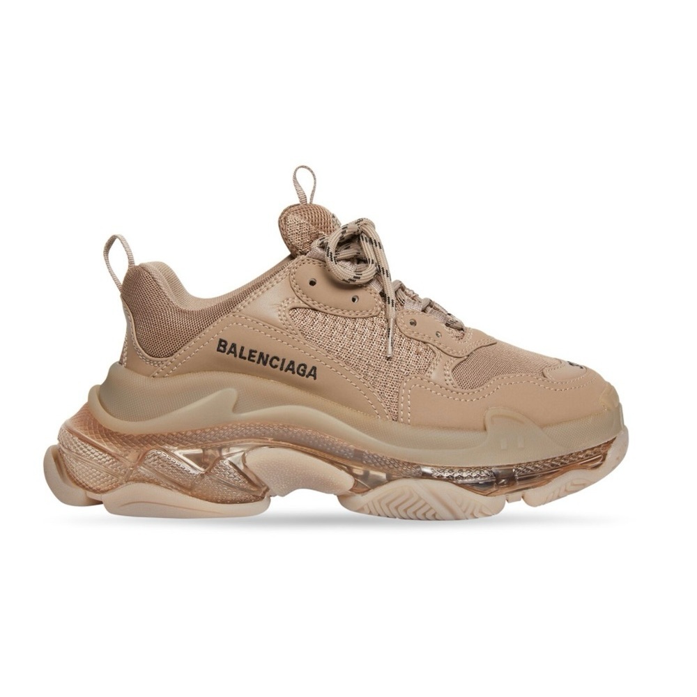GOOD CONDITION WOMEN'S TRIPLE S CLEAR SOLE SNEAKER IN BROWN